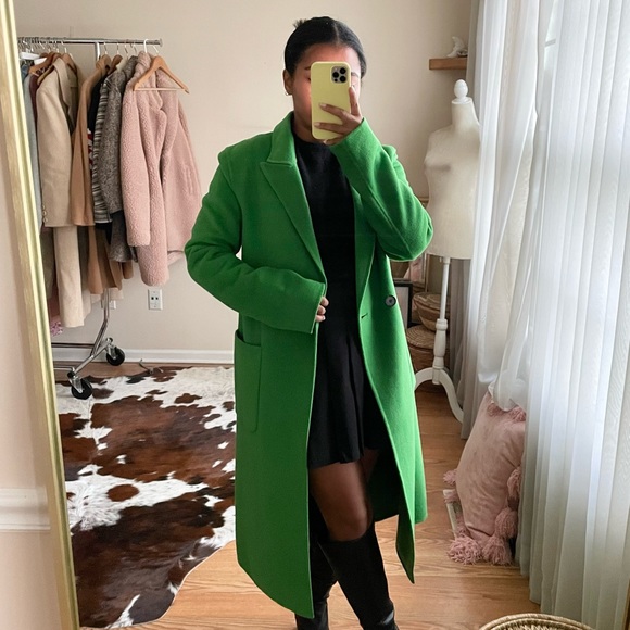 Zara Jackets & Blazers - ZARA Kelly Green Woolblend Coat Blogger Favorite Size XS